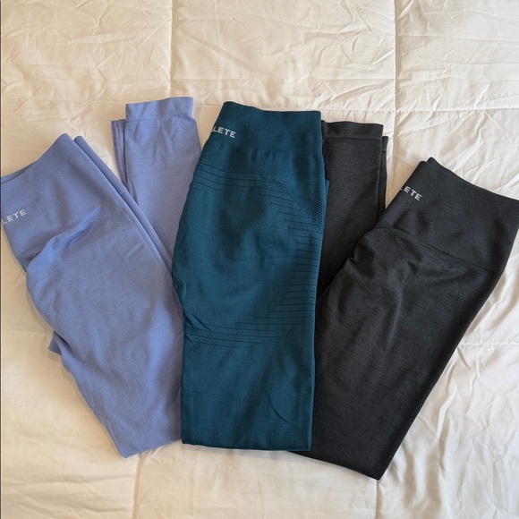 Alphalete Pants - Set of 3 | Alphalete Women's Leggings in Lavender, Teal, and Charcoal